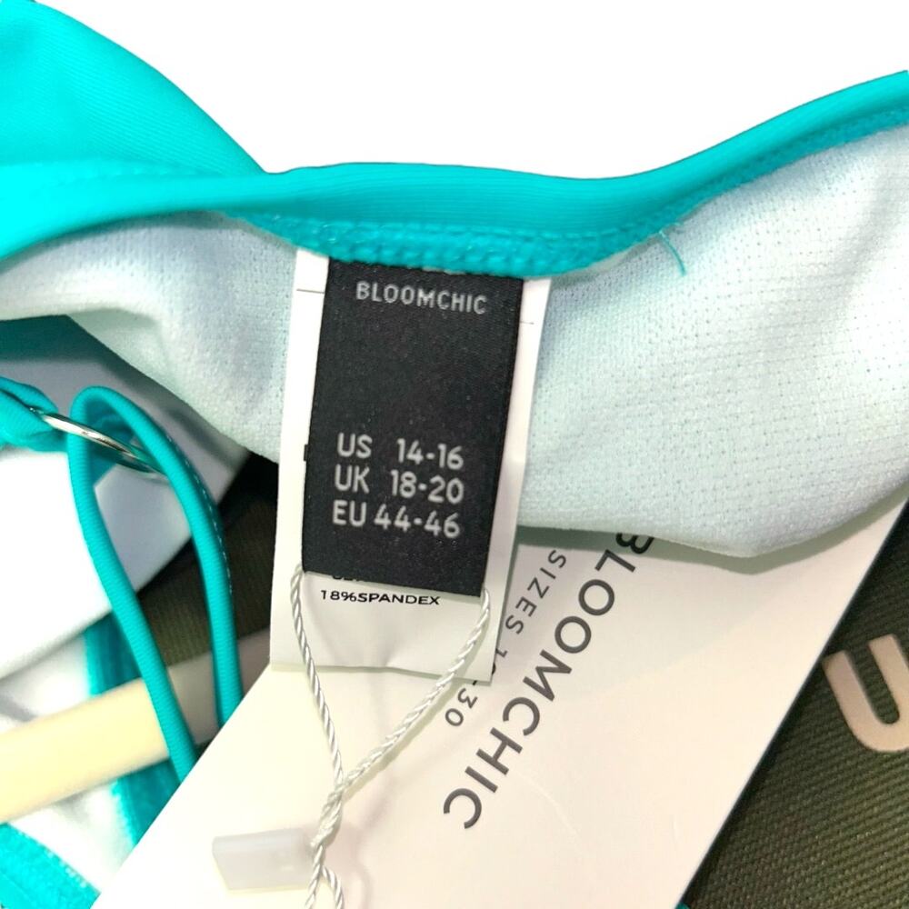 BLOOMCHIC Teal Black Layered Look Flattering Tankini Size 14/16 - Picture 5 of 8